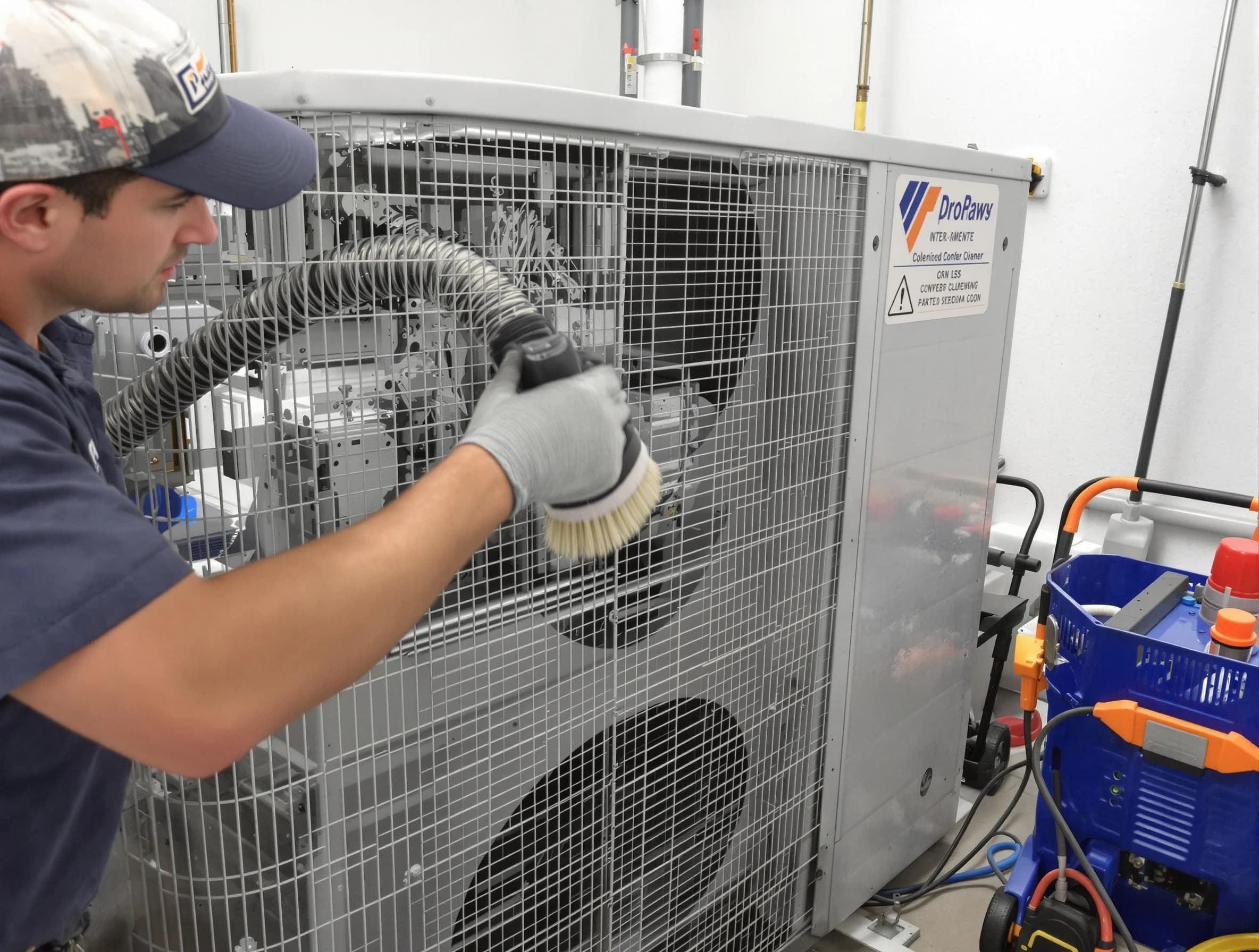 Adams Air Duct Cleaning specialist performing precision AC coil cleaning for improved system performance in Adams