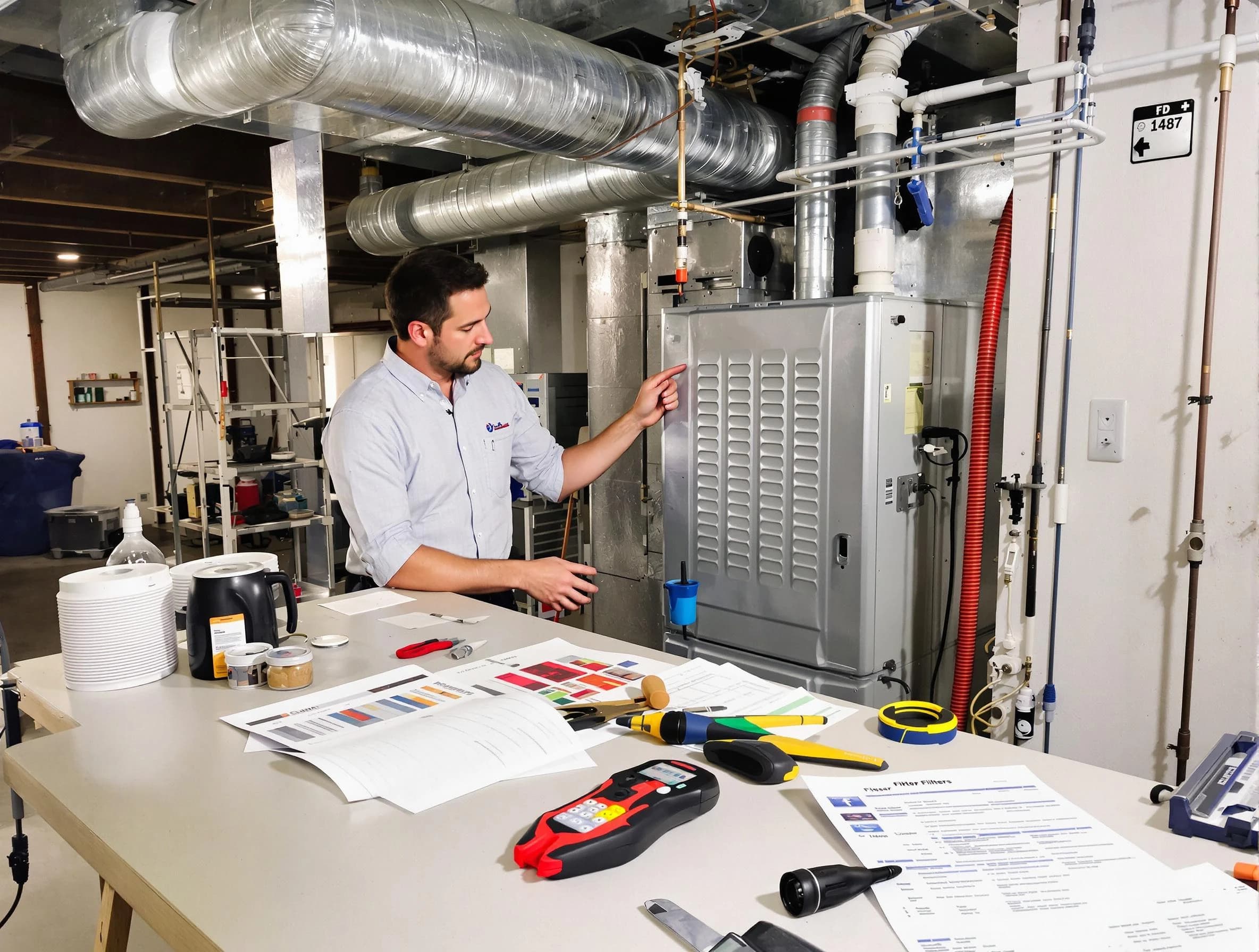 Adams Air Duct Cleaning inspector conducting detailed filter system evaluation using professional diagnostic tools in Adams