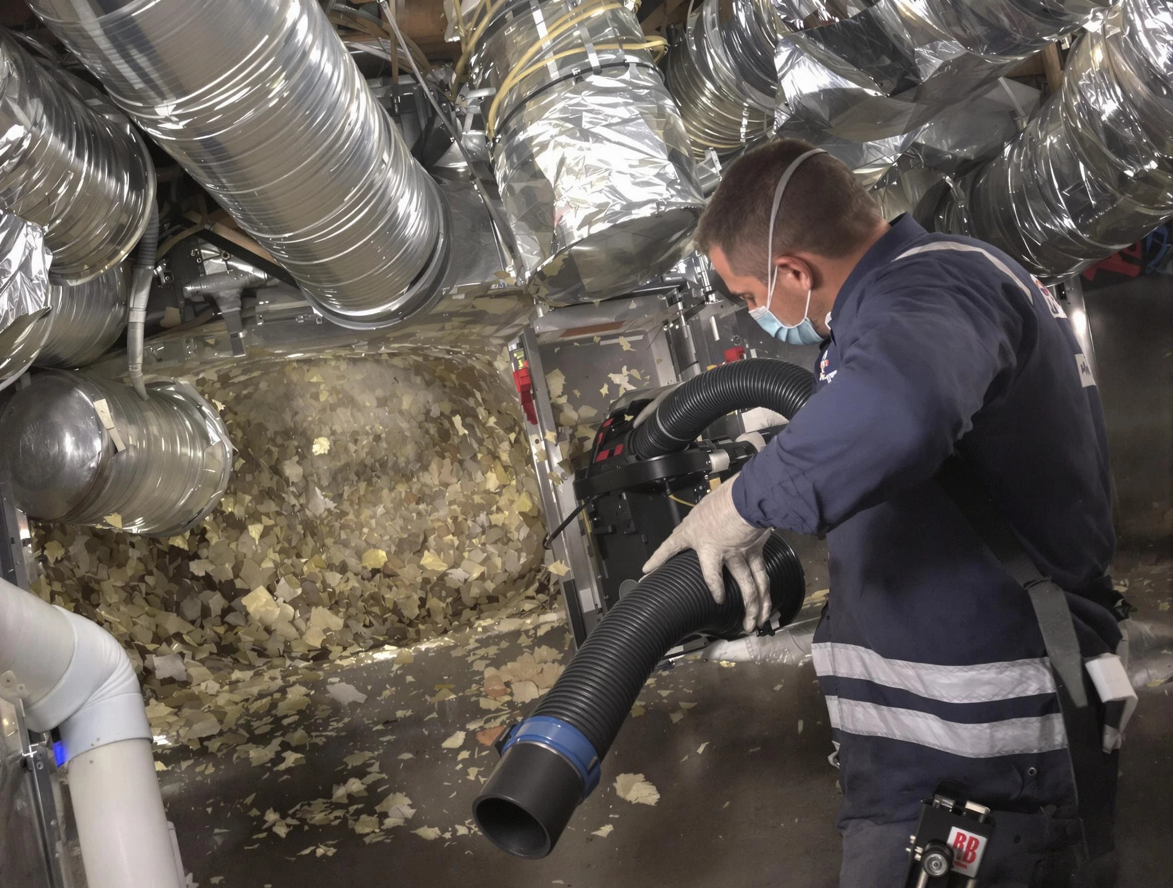 Adams Air Duct Cleaning specialist operating negative pressure cleaning equipment for thorough duct maintenance in Adams