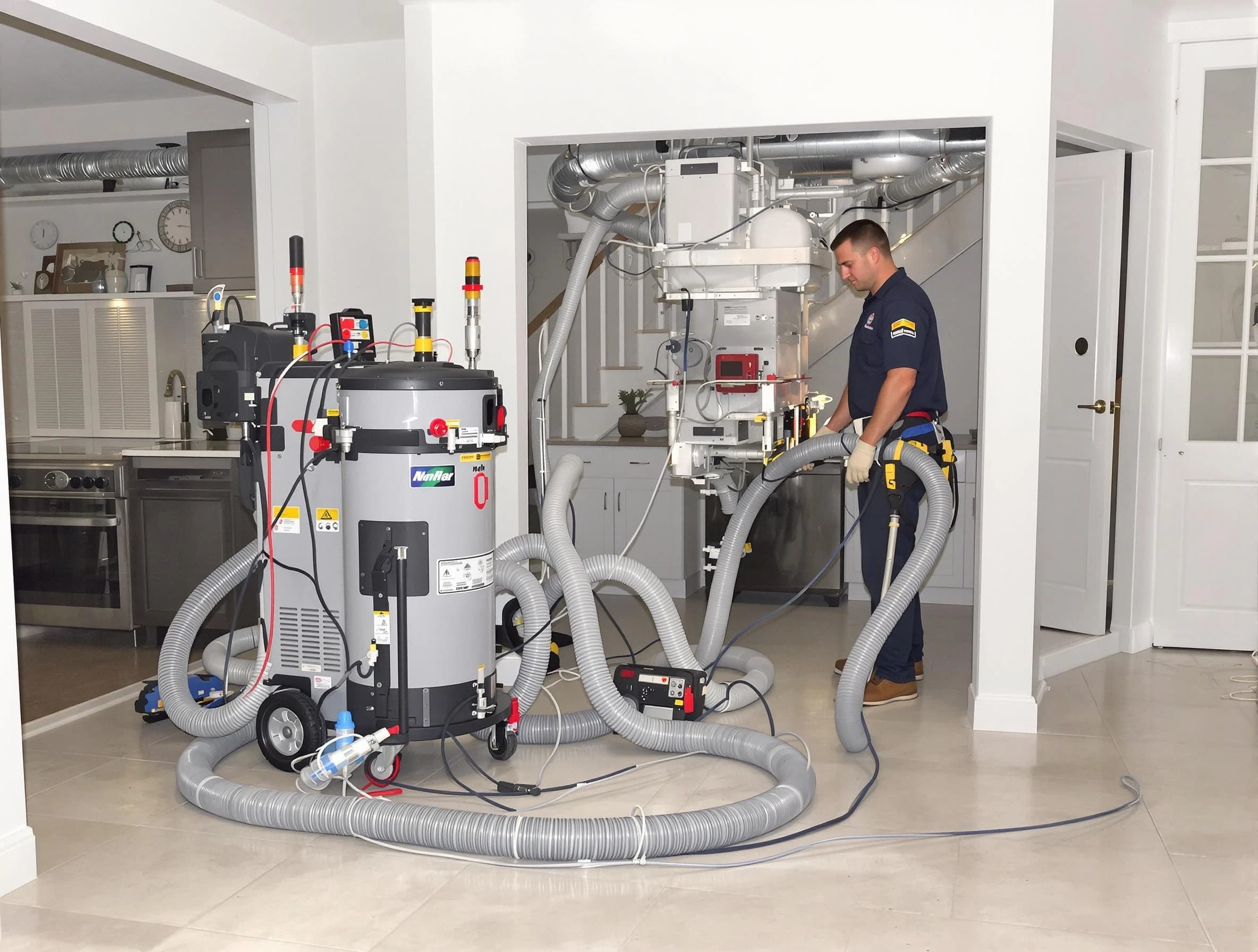 Adams Air Duct Cleaning technician operating negative pressure cleaning equipment for thorough duct maintenance in Adams
