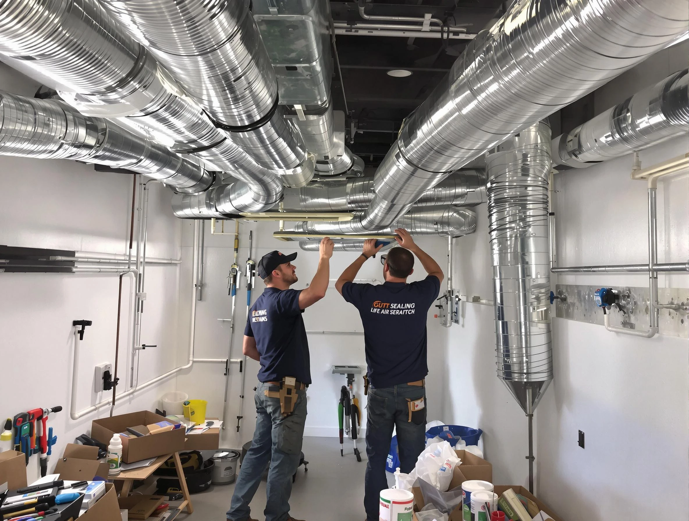 Adams Air Duct Cleaning technician applying professional duct sealing solutions in Adams