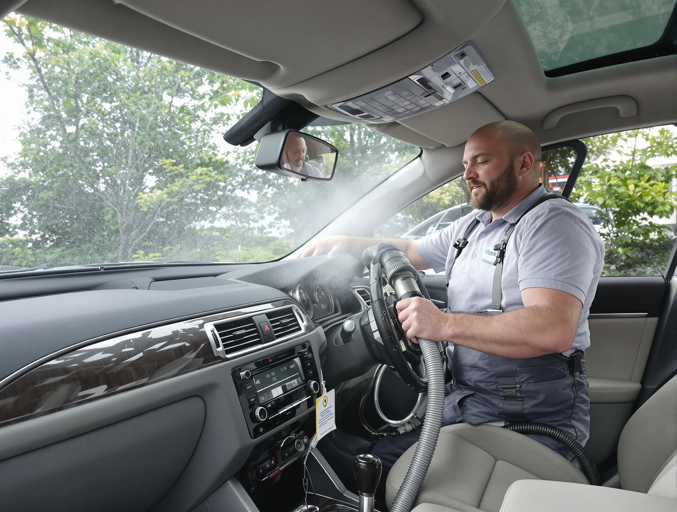 Adams Air Duct Cleaning specialist performing professional car duct cleaning in Adams