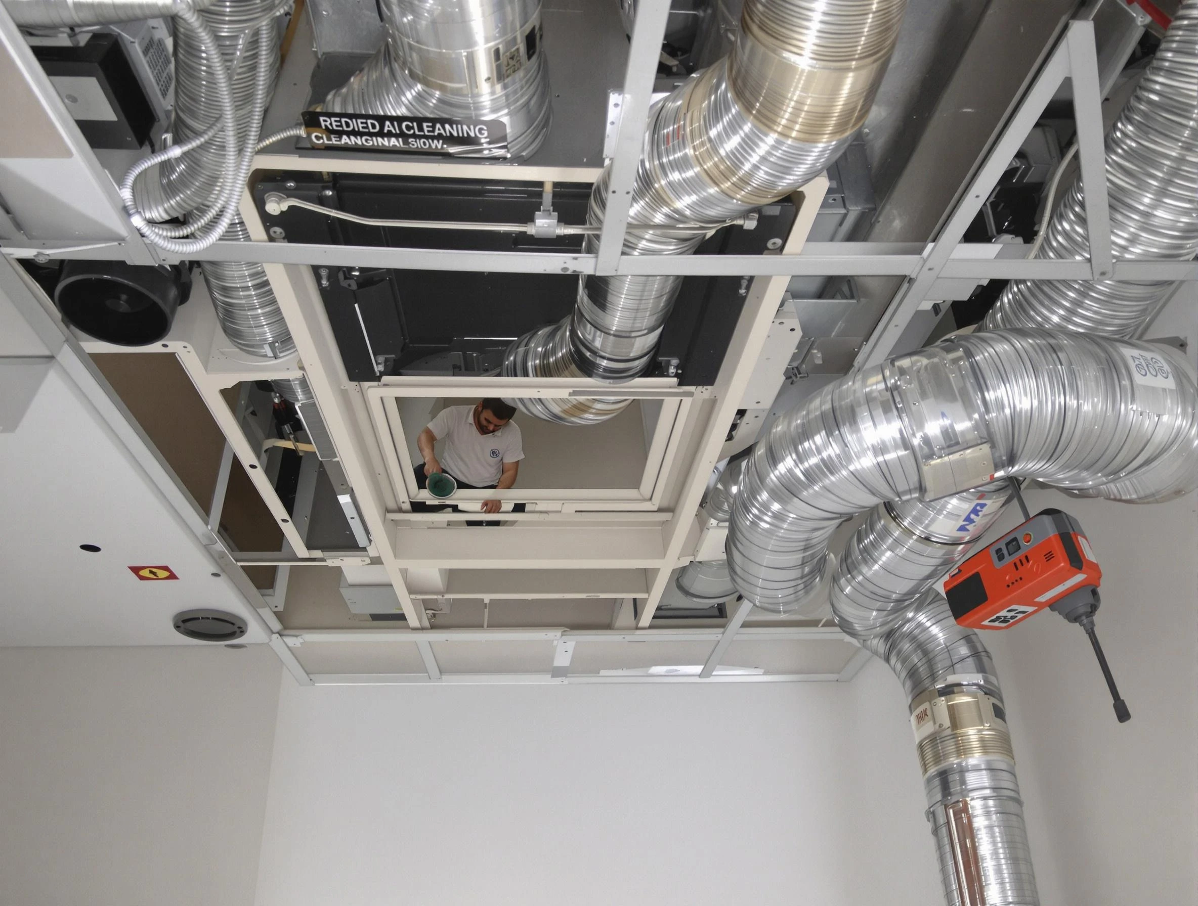 Adams Air Duct Cleaning technician performing detailed central duct system cleaning in Adams